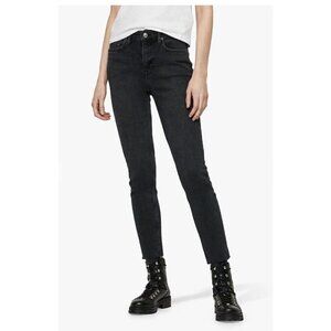 AllSaints Roxanne Cropped Ankle Jeans Mid Rise Black Womens Size 25
